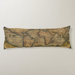 World Map Antique Ortelius Europe Travel Body Cushion