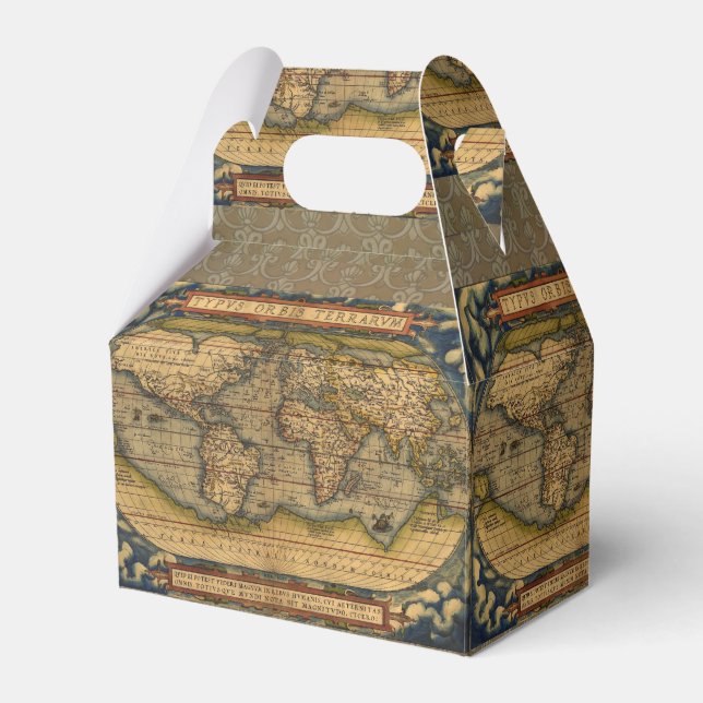World Map Antique Ortelius Europe Travel Favour Box (Front Side)