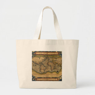 World Map Antique Ortelius Europe Travel Large Tote Bag
