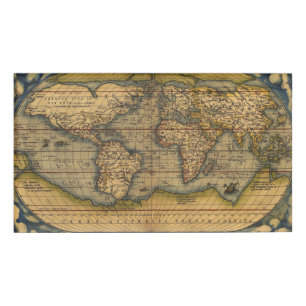 World Map Antique Ortelius Europe Travel Name Tag