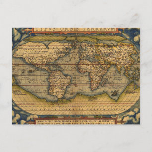 World Map Antique Ortelius Europe Travel Postcard