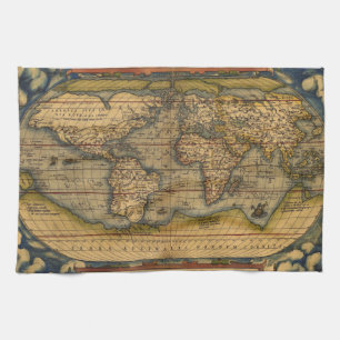 World Map Antique Ortelius Europe Travel Tea Towel