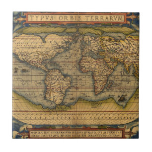 World Map Antique Ortelius Europe Travel Tile