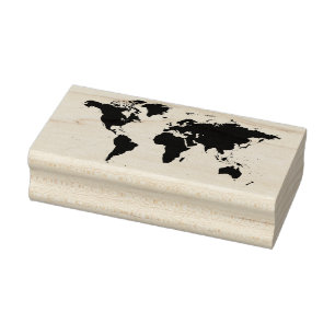 world map art stamp