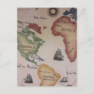 World Map -- Atlantic Ocean Postcard