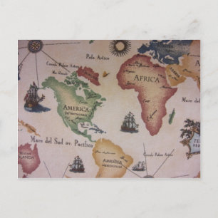 World Map -- Atlantic Ocean Postcard