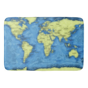World Map Bath Mat