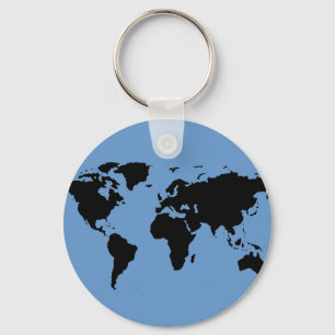 world map black key ring