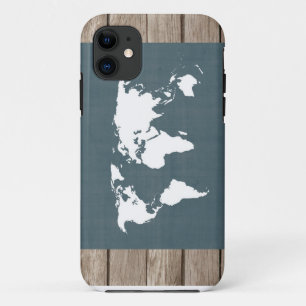World Map . blue and white iPhone 11 Case