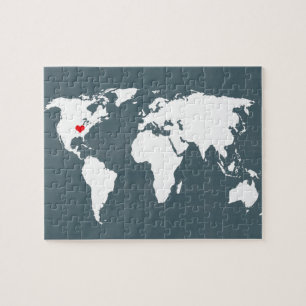 World Map . blue and white Jigsaw Puzzle