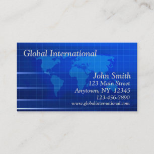 World Map Blue Tech Business Card