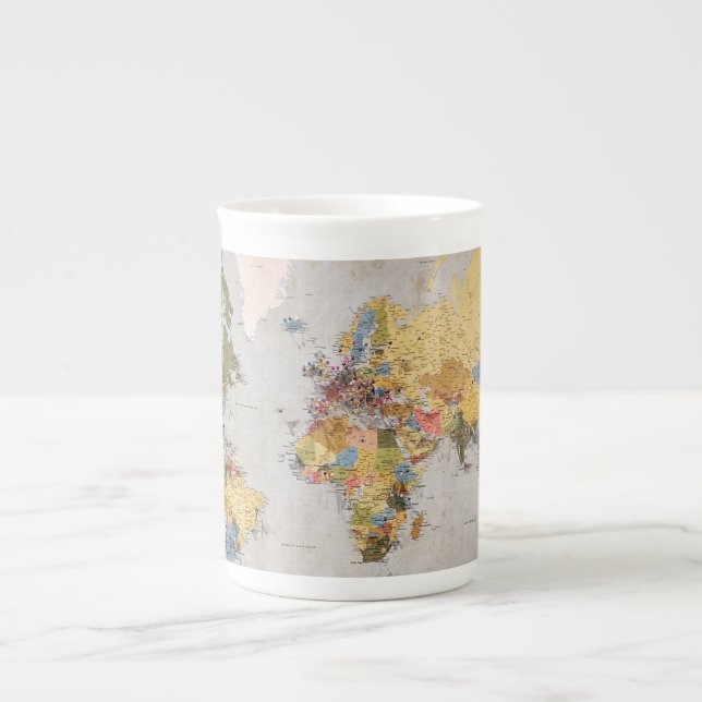 world map bone china mug (Front)