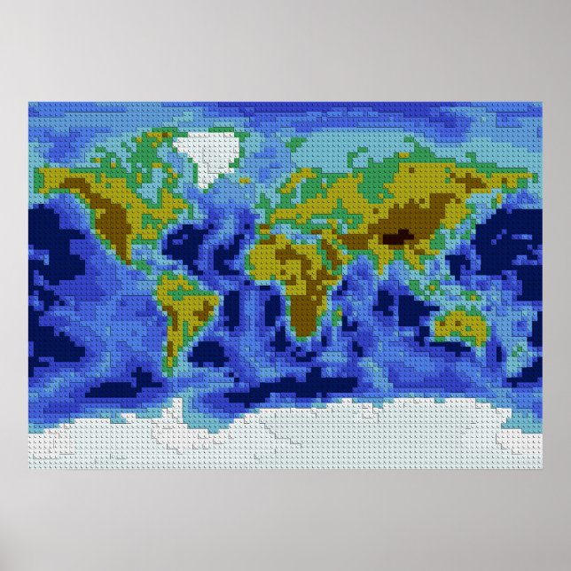 World map bricks poster (Front)