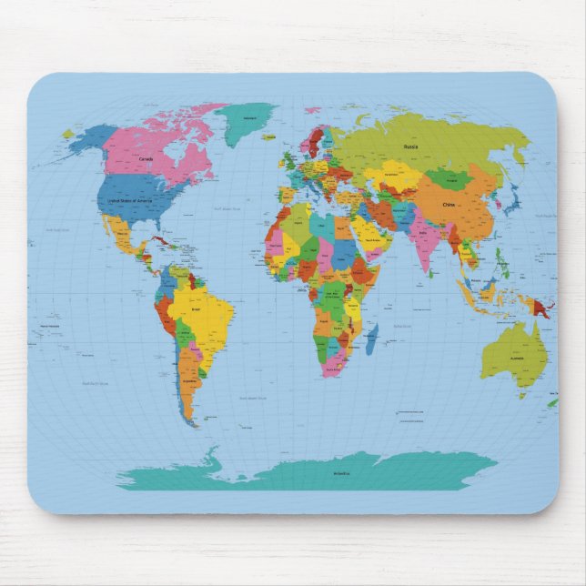World Map Bright Mouse Pad (Front)