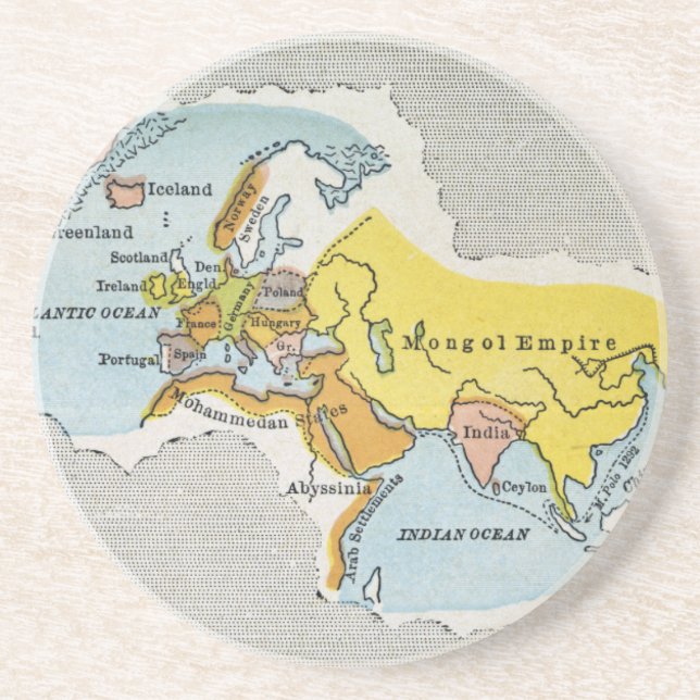 WORLD MAP, c1300. Coaster (Front)