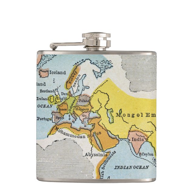 WORLD MAP, c1300. Hip Flask (Front)