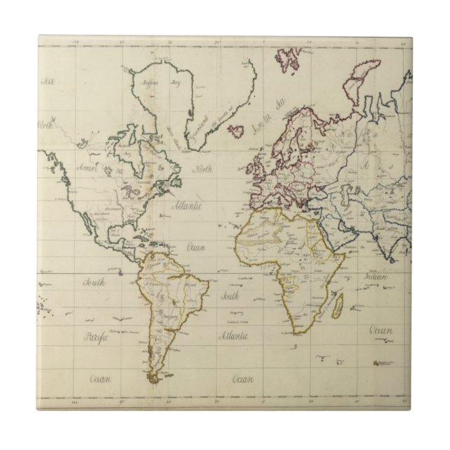 World map ceramic tile (Front)