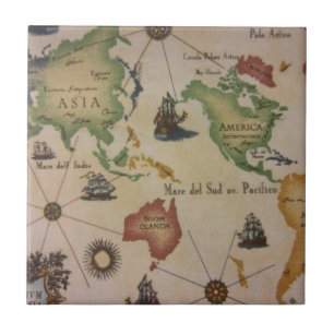 World Map Ceramic Tile