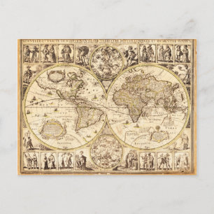 World Map circa 1645 Postcard
