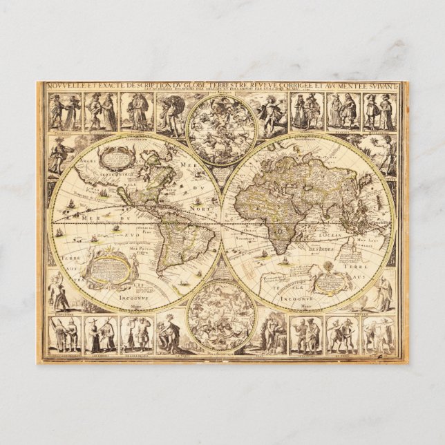 World Map circa 1645 Postcard (Front)