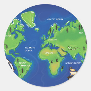 World Map Classic Round Sticker