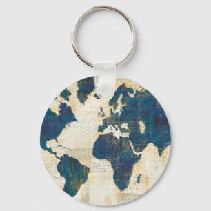 World Map Collage Key Ring