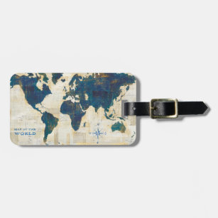 World Map Collage Luggage Tag
