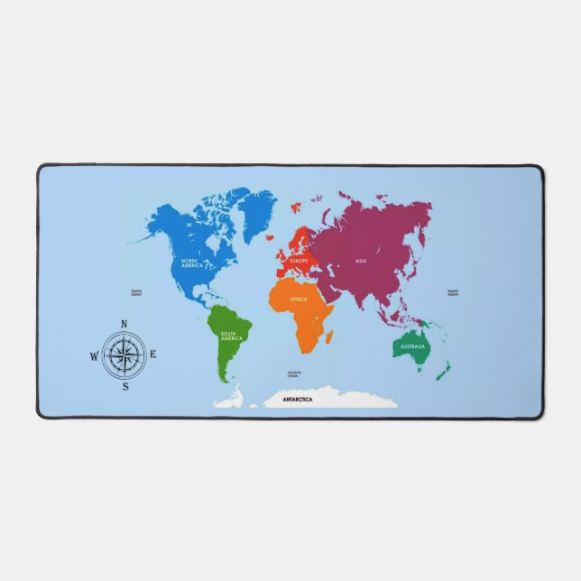 World Map Colourful Desk Mat (Front)