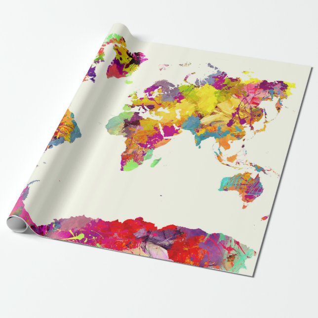 world map colours wrapping paper (Unrolled)