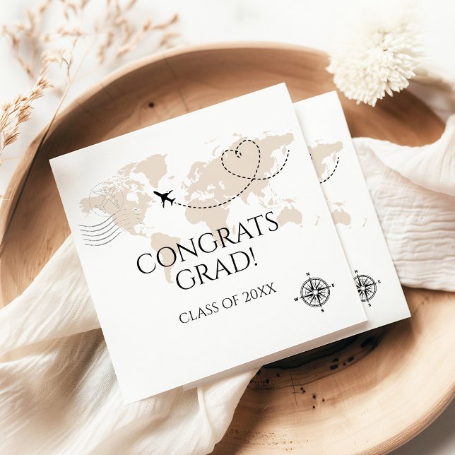 World map congrats grad wanderlust class of napkin (Creator Uploaded)