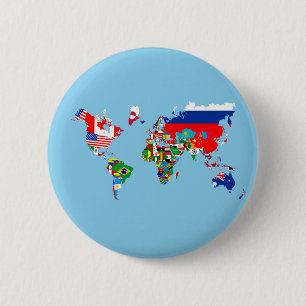 world map country flag symbol silhouette 6 cm round badge