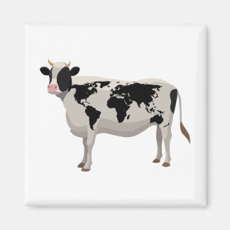 World Map Cow Magnet