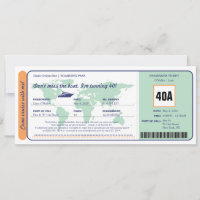 World Map Cruise Birthday Boarding Pass Ticket