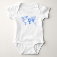 World Map Crumpled Pale Blue