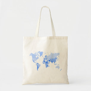 World Map Crumpled Pale Blue Tote Bag