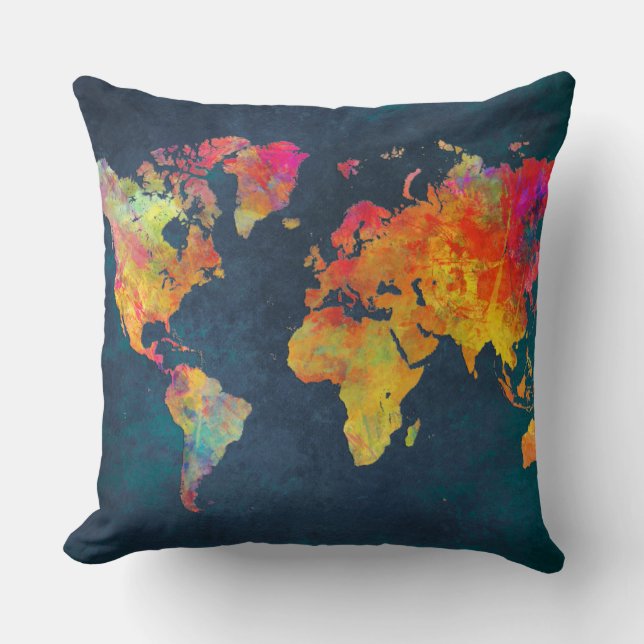 world map cushion (Front)