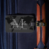 World Map Dark-Grey Traveller Monogram