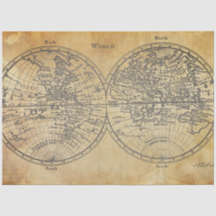 World Map Decoupage Paper