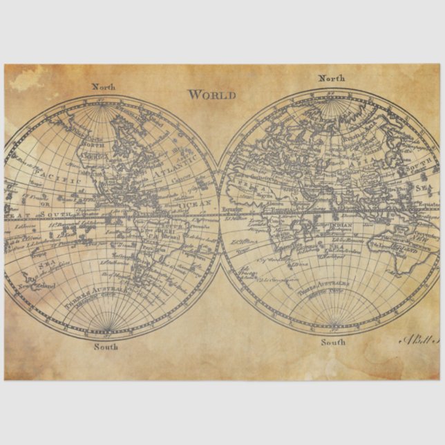 World Map Decoupage Paper (Front)