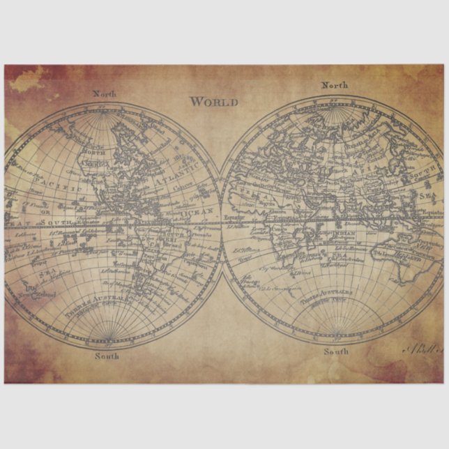 World Map Decoupage Paper (Front)