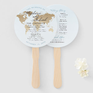 World Map Destination Wedding Program Fan