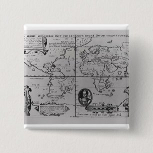 World Map detailing the Expeditions 15 Cm Square Badge