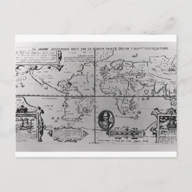 World Map detailing the Expeditions Postcard (Front)