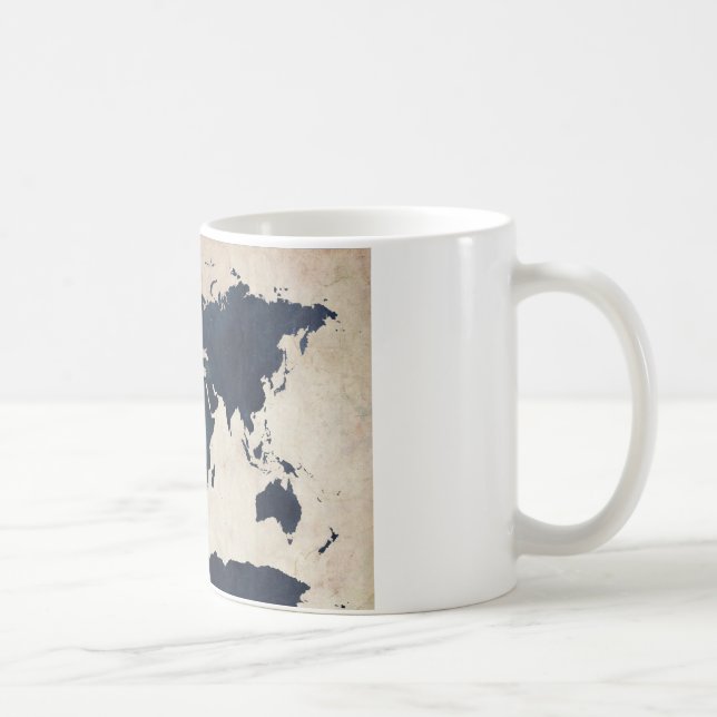 World Map Distressed Navy Coffee Mug (Right)