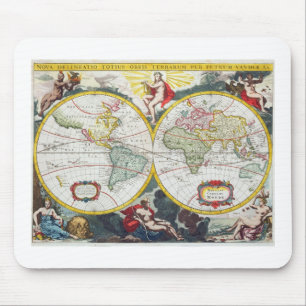 World Map, early 18th century (coloured engraving) Mouse Pad