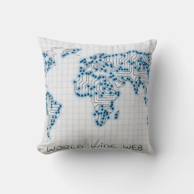 World Map | Electronic Microchip Circuits Cushion (Front)