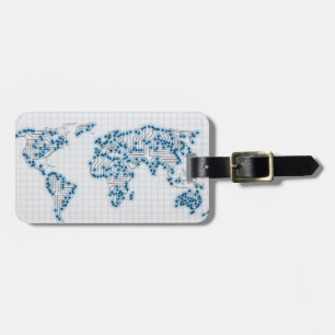 World Map Electronic Microchip Circuits Luggage Tag
