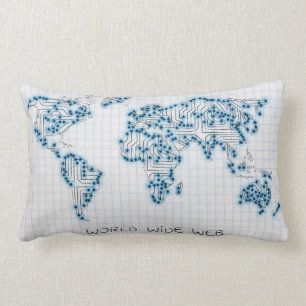 World Map   Electronic Microchip Circuits Lumbar Cushion