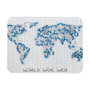World Map Electronic Microchip Circuits Magnet