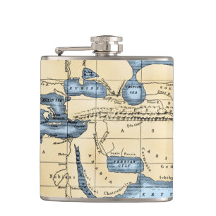 WORLD MAP: ERATOSTHENES HIP FLASK